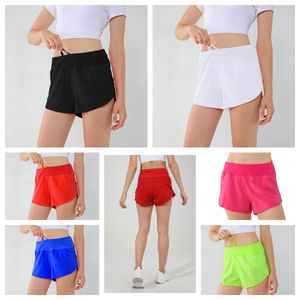 Nieuwe mode toplook hardloopshorts voor dames met hoge taille, sneldrogende atletische trainingsshorts met ritszakken met meshvoering