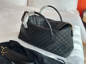 AAAAA bolso de mano para mujer 23ESGIANT Bolsos de viaje negros de gran capacidad Bolsos de viaje de lona plegables de cuero genuino SUAVE bolsos de compras de viaje de vacaciones