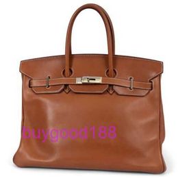 Aabirdkin Disdicate Luxury Designer Totes Bag 69905 Authentic Fauve Brandy Barenia Leather 35 Pack Sac à main du sac à main pour femmes