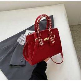 Bolso de mano de diseñador AABirdking, bolso de gran capacidad, hebilla de bloqueo con patrón Litchi, bolso de mano de 25cm con un hombro para mujer 8L16