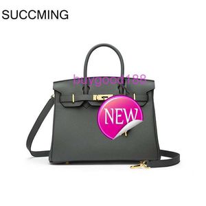 Aabkin BKing Designer Teller Bag Familie Lychee Patroon Grote capaciteit Togo Leather Damestas Een schouderhandtas B0MP