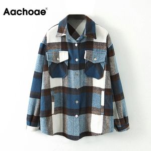 Aachoae Dames Casual Plaid Jas Batwing Lange Mouw Losse Pocket Jas Turn Down Collar Lady Tops Bovenkleding Lente Herfst