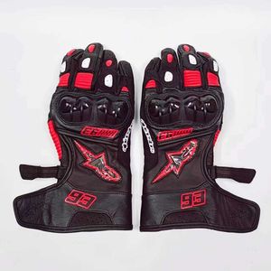 Aagv Gants Agv Gants d'équitation en fibre de carbone été moto course cuir anti-chute imperméable confortable pour hommes et femmes en toutes saisons Obcn