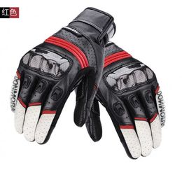 Aagv Guantes Guantes de montar de fibra de carbono Cuero de carreras de motocicletas de alta resistencia Anti caída Impermeable Cómodo para hombres y mujeres Todas las estaciones de verano Agv Negro 13ei