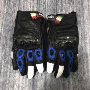 Gants Aagv Saison d'été haut de gamme Gants d'équitation en fibre de carbone Agv Cuir de course de moto robuste Anti-chute imperméable et confortable Crha