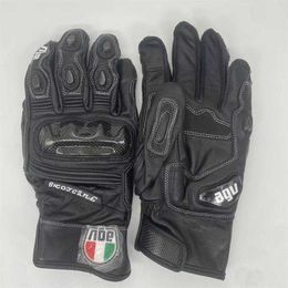 Aagv Guantes Nuevos Guantes Agv de Fibra de Carbono Carreras de Verano Motocicleta Prevención de caídas Cuero Genuino para Hombres y Mujeres Pantalla táctil de Felpa Four Seasons Bx28