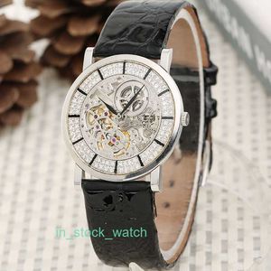 AAIP Watch Luxury Designer 3311 Handmatig mechanisch 32 mm unisex horloge met 18k wit goud ingelegde diamant holle wijzerplaat