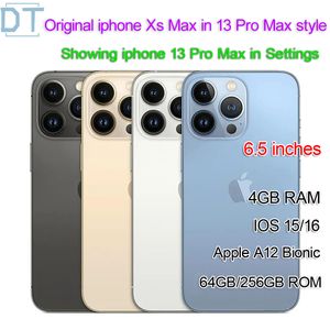 AApple iPhone Xsmax d'origine dans un téléphone de style 13 pro Max débloqué avec une boîte 13pro maxApparence de l'appareil photo 4G RAM 64 Go ROM smartphone, A+Excellent état