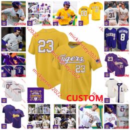 Aaron Nola Kevin Gausman 2023 MCWS National Champs LSU Tigers Maillot de baseball Andrew Stevenson 8 Mikie Mahtook 5 Aaron Hill Jacob Berry Maillots LSU cousus sur mesure