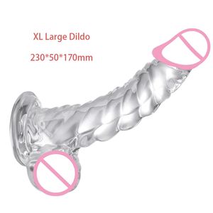 AAV Heldere realistische dildo 9 inch G-Spot Monster-dildo's met zuignap Erotische Jelly Penis Mannen nep-lul Anale buttplug Seksspeeltjes 240126