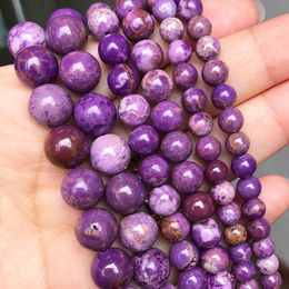 AB Natural Phosphosiderite American Purple Mica Gem Piedra para la joyería que hace ronda perlas sueltas bricolaje 15 '' 6 8 10 mm