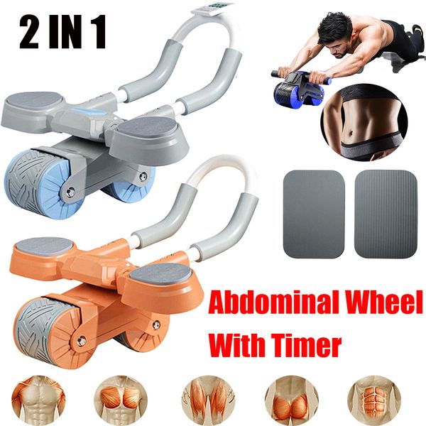 Ab Rollers 2 en 1 Belly Wheel Roues abdominales avec Pad Push-up Flat Muscle Stretch Roller Support Digital Counter Mute Abdominal Exerciser 230613