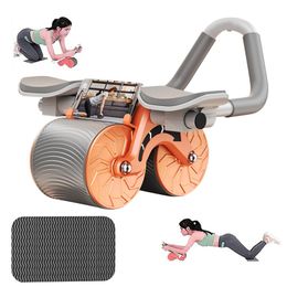 Ab Rollers Fitness Automatische Rebound Buik Wiel Met Elleboog Ondersteuning Platte Plaat Gym Workout Abdominale Roller Knie Pad 230801