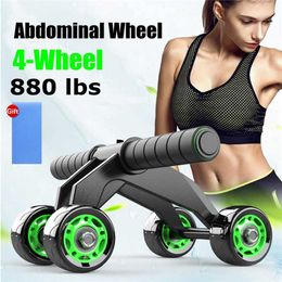 Ab Rollers Buikwiel met vier wielen Ab Roller Antislip Arm Taille Oefening Core Workout Spieren Training Body Building Fitnessapparatuur HKD230718