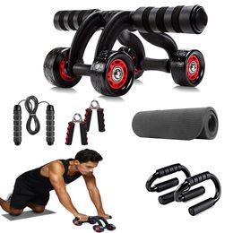 Ab Rollers Roller Wiel 7 In 1 Oefeningswielen Kit met Knie Mat Springtouw PushUp Bar Hand Grijper voor Mannen Vrouwen 231202