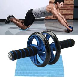 Ab Rolller Wheel l Rouleau d'exercice abdominal sans bruit Poignées en mousse souple antidérapantes avec tapis de genou Entraîneur musculaire Équipement de fitness 240127