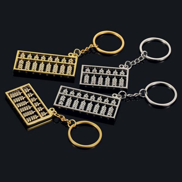 Porte-clés Abacus 6 fichiers 8 fichiers boulier porte-clés en métal vent chinois or argent boulier porte-clés chaîne pendentif accessoires de mode