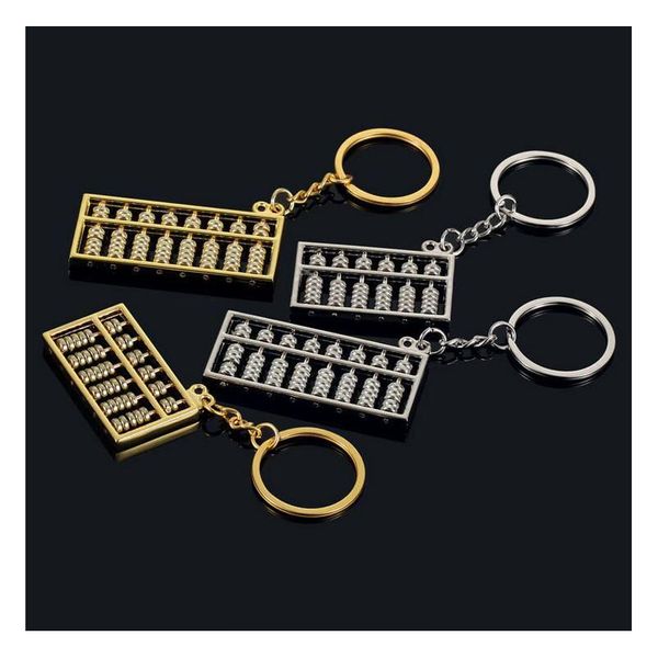 Abacus Porte-clés 6 fichiers 8 porte-clés en métal vent chinois or chaîne pendentif accessoires de mode livraison directe Dhqfh