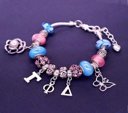 Abadon Llegada Fashion Big Beads Rose Butterfly Gamma Gamma Phi Delta Bracelets para mujeres regalos Charm3329310