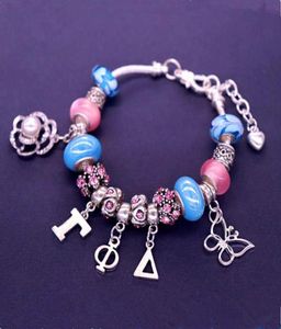 Abadon Arrivée Fashion Big Beads Rose Butterfly Greek Letter Gamma Phi Delta Bracelets For Women Gifts Charm7998406
