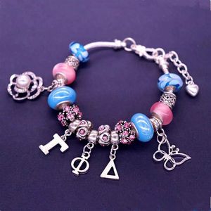 Abadon Collectie Mode Grote Kralen Rose Vlinder Griekse Letter Gamma Phi Delta Armbanden Voor Vrouwen Geschenken Charm262F