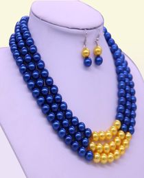 Abadon date mode fait à la main bleu jaune multi brin couches perle tour de cou déclaration colliers Sigma Gamma Rho symbole bijoux 5910037
