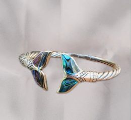 Abalone Shell Mermaid Tail Bangle armband voor vrouwelijke mannen verstelbaar paar