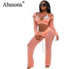 Abasona Mesh Jumps Curchs Women Long Man Sweet Swirts Jumps Two Piece Tofits Female Party Club Sexy Rompers Womens Jumpsuit3715254