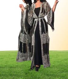 Abaya Dubai Muslim Dress Luxury High Class Sequins broderie Lace Ramadan Kaftan Islam Kimono Femmes Black Maxi Robes8311071