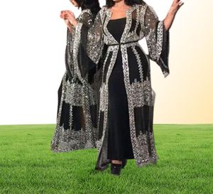 Abaya Dubai Muslim Dress Luxury High Class Sequins broderie Lace Ramadan Kaftan Islam Kimono Femmes Black Maxi Robes3713289