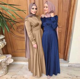 Abaya Dubai Turquie Silky Satin Muslim Dress Islam Abayas Femmes Vestidos Robe Longue Velement Femme Musulman De Mode