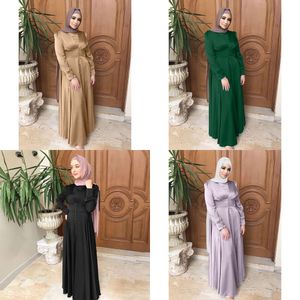 Abaya Dubai Turkije Zijdeachtig Satijn Moslim Jurk Islam Abaya Vrouwen Vestidos Robe Longue Vetement Femme Musulman De Mode F2639 S s
