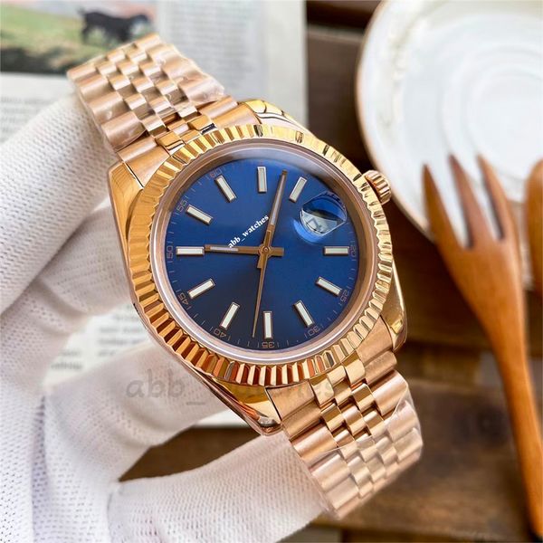 ABB_WATCHES MENS Watch Couple Mechanical 41/36 mm Automatic Watch 31/28 Quartz Montres de bracelet décontracté Date de robe de montre de bracelet décontractée Just Gold en acier inoxydable Cadeaux d'anniversaire