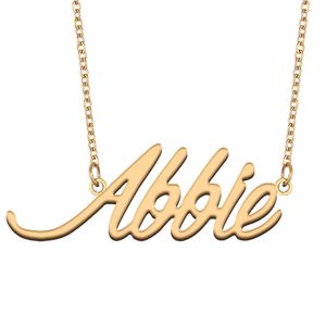 Abbie naam ketting gepersonaliseerd voor dames letter lettertype roestvrij staal goud en zilver aangepaste naamplaatje ketting sieraden