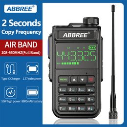 ABBREE AR 518 Air Band 108 660MHz Walkie Talkie completo Frecuencia de copia inalámbrica 1 77 "Pantalla incorporada Transceptor 2Way Radio 220812