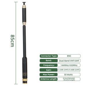 Abbree AR-800 BNC Dual Band VHF/UHF 144/430MHz Telescopische antenne voor Baofeng Tyt Wonxun Walkie Talkie Ham Radio-accessoires