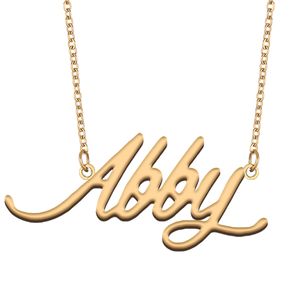 Abby Naam ketting gepersonaliseerd voor dames letter lettertype roestvrij staal goud en zilver aangepaste naamplaatje ketting sieraden