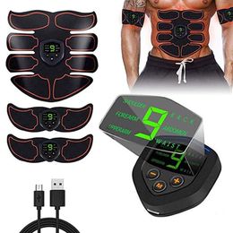 Estimulador muscular abdominal ABS EMS Trainer tonificación corporal Fitness USB recargable máquina de entrenamiento de tóner muscular hombres mujeres entrenamiento Q255W