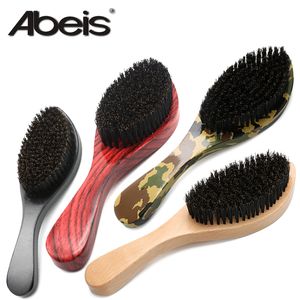 Abeis haute qualité 360 brosse ondulée longue poignée 100% poils de sanglier naturels hommes barbe peigne à cheveux outils de coiffure