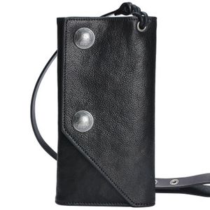 ABER – portefeuille long en cuir rétro pur main, multifonctionnel, première couche de cuir, pochette pour hommes et femmes, chaîne antivol