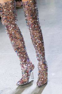ABESIRE 2019 nieuwste vrouwen multi kleur glitter vierkante hoge hakken over-de-knie laarzen dames puntige neus zij ritsloop schoenen CX200821