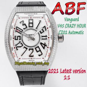 ABF Crazy Hour Vanguard V 45 CH BR (OR) CZ02 Automatique Mécanique Art Déco Cadran Arabe V45 Montre Pour Homme Diamant Boîtier Glacé Montres d'Éternité