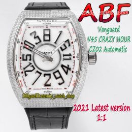 ABF Crazy Hour Vanguard V45 CH BR OR CZ02 Montre mécanique automatique avec cadran arabe Art déco, boîtier diamant glacé et Eternity Dr Stran