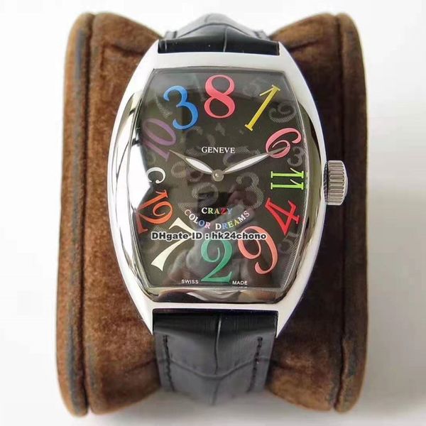 ABF Factory Montres de luxe 8880 CH Crazy Hours en acier inoxydable FM2001 Montre automatique pour homme Saphir Cristal Cadran noir Bracelet en cuir Montres-bracelets pour hommes