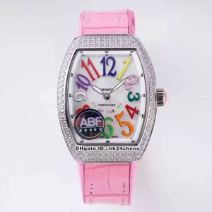 ABF Factory Luxury Watches V 32 SC FO Col DRM D Vanguard Lady 32mm Rose Gold Diamond Eta Quartz Dames Watch White Dial Rubber Str241e