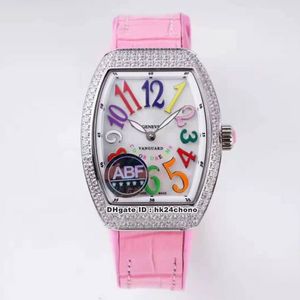ABF Factory luxe horloges V 32 SC FO COL DRM D Vanguard Lady 32 mm roségouden diamanten ETA quartz dameshorloge witte wijzerplaat rubber Str2206
