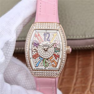 ABF Fabriek Luxe Horloges V 32 SC Vanguard Dame 32mm Rose Gold Full Diamond Eta Quartz Womens Watch Diamonds Dial Rubberen Strap Dames Horloges