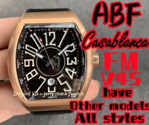 ABF / FM Vanguard Yachting V45, 44x54mm Sapphire Crystal Glass ETA2824 Mechanische beweging, premium rubberen band, diamant-ingelegde versie zwart goud