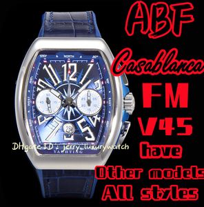 ABF / FM Vanguard Yachting V45, Chronograph 44x54mm, ETA7753 Mechanische beweging, premium rubberen band, saffierkristalglas, diamantversie Blue Silver One