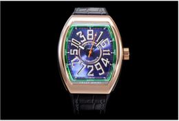 ABF New Crazy Hour Vanguard CZ02 Automatique Mécanique 3D Art Déco Cadran Arabe V45 Montre Pour Homme PVD Boîtier En Acier Noir Montres d'éternité en cuir